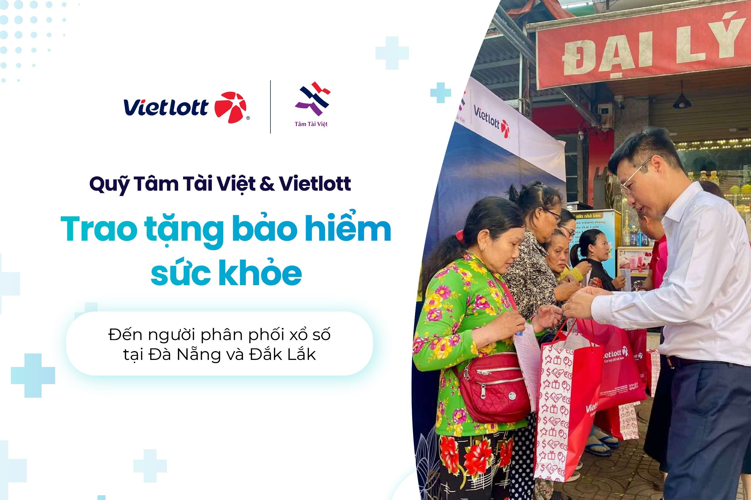 QUỸ TÂM TÀI VIỆT VÀ VIETLOTT TRAO TẶNG BẢO HIỂM SỨC KHỎE ĐẾN NGƯỜI PHÂN PHỐI XỔ SỐ TẠI ĐĂK LĂK VÀ ĐÀ NẴNG.
