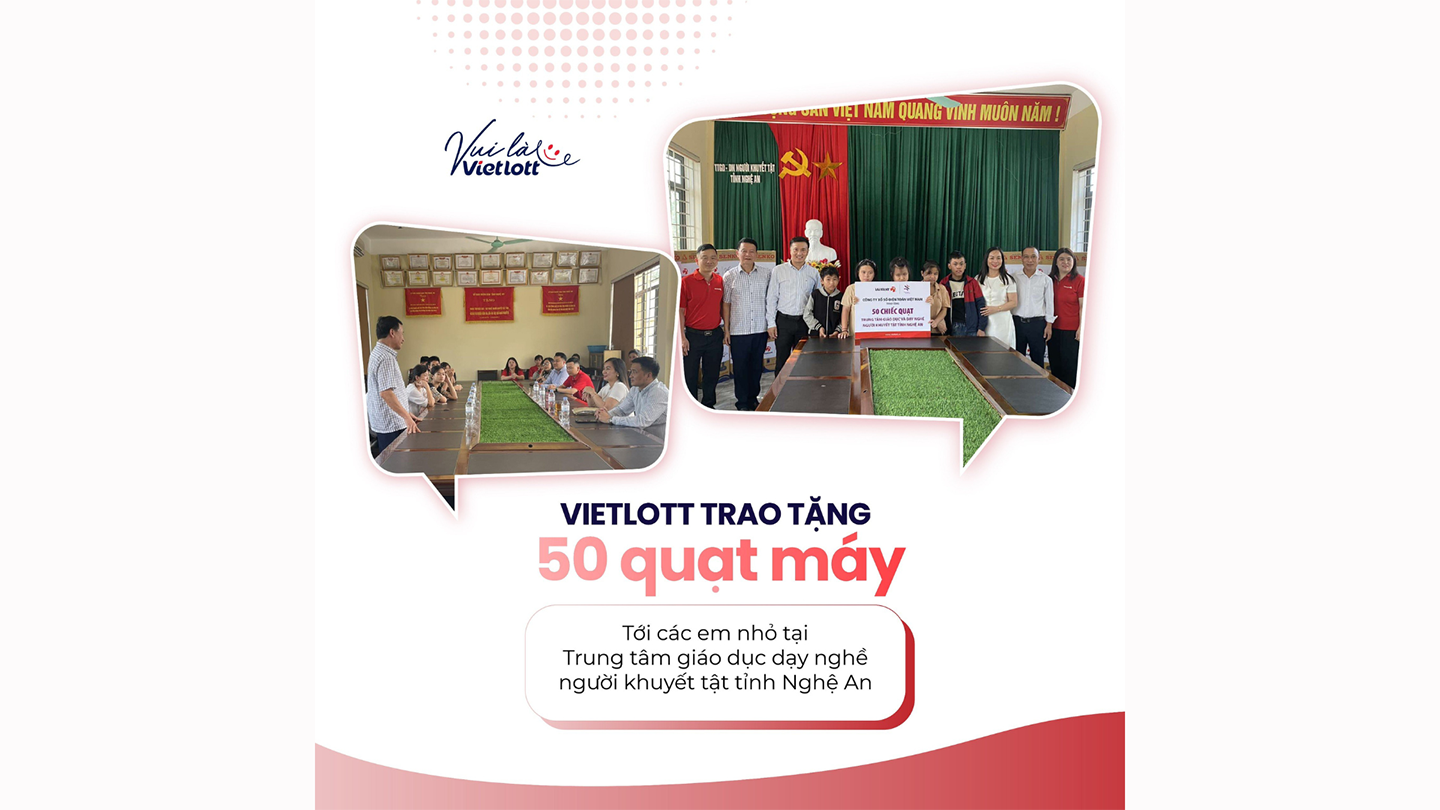 VIETLOTT TRAO TẶNG 50 CHIẾC QUẠT ĐẾN TRUNG TÂM GIÁO DỤC DẠY NGHỀ NGƯỜI KHUYẾT TẬT TỈNH NGHỆ AN!