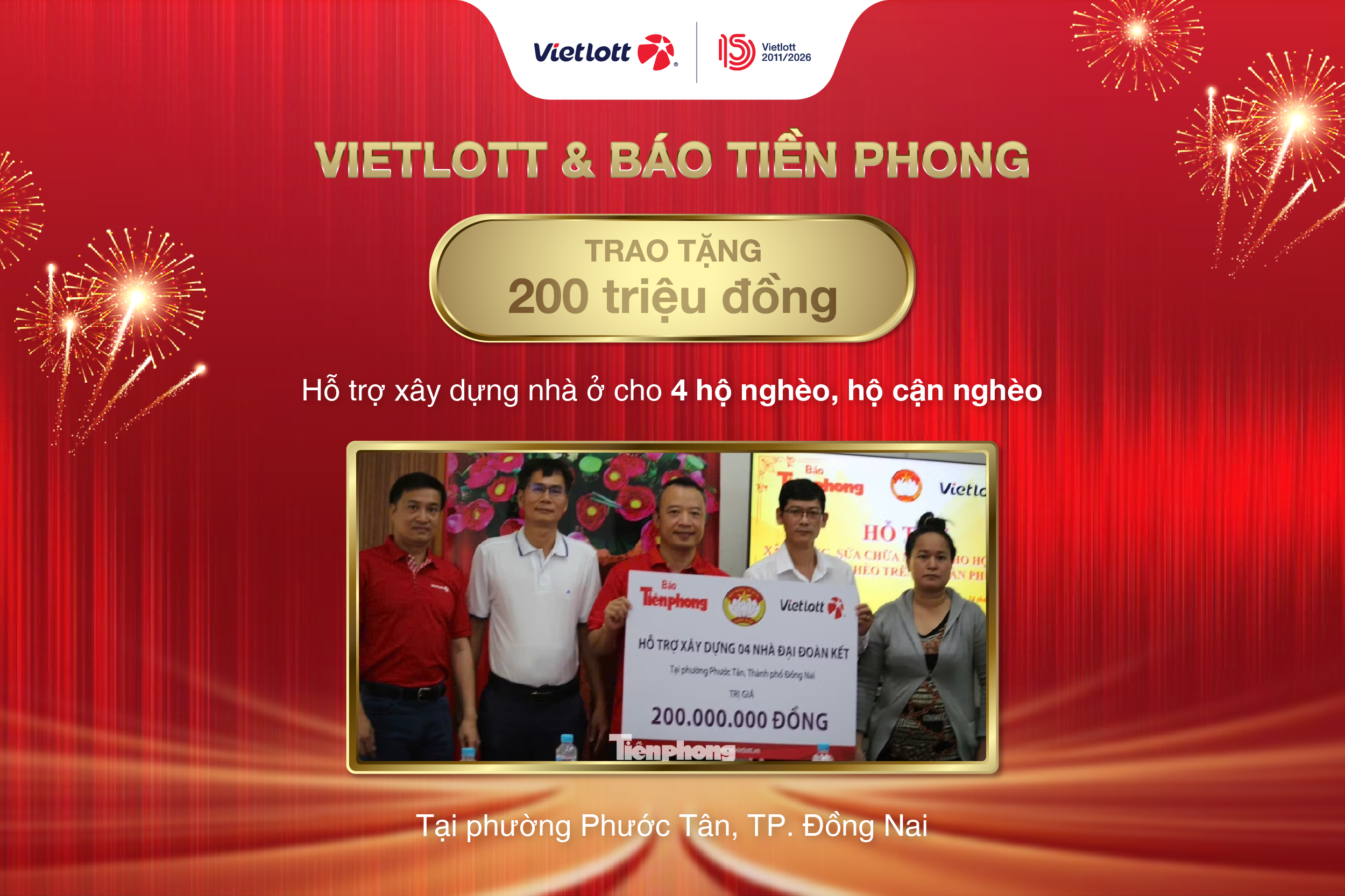 Vietlott và Báo Tiền Phong trao tặng mái ấm tình thương tại Đồng Nai