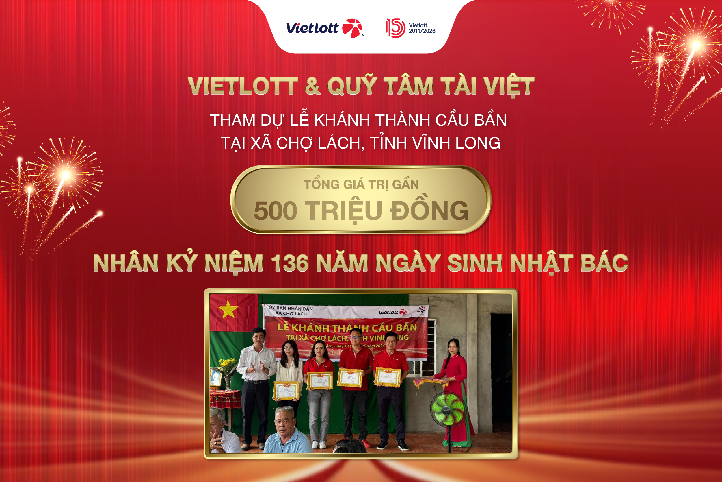 Vietlott & Quỹ Tâm Tài Việt Khánh Thành Cầu Giao Thông Tại Xã Chợ Lách, Vĩnh Long