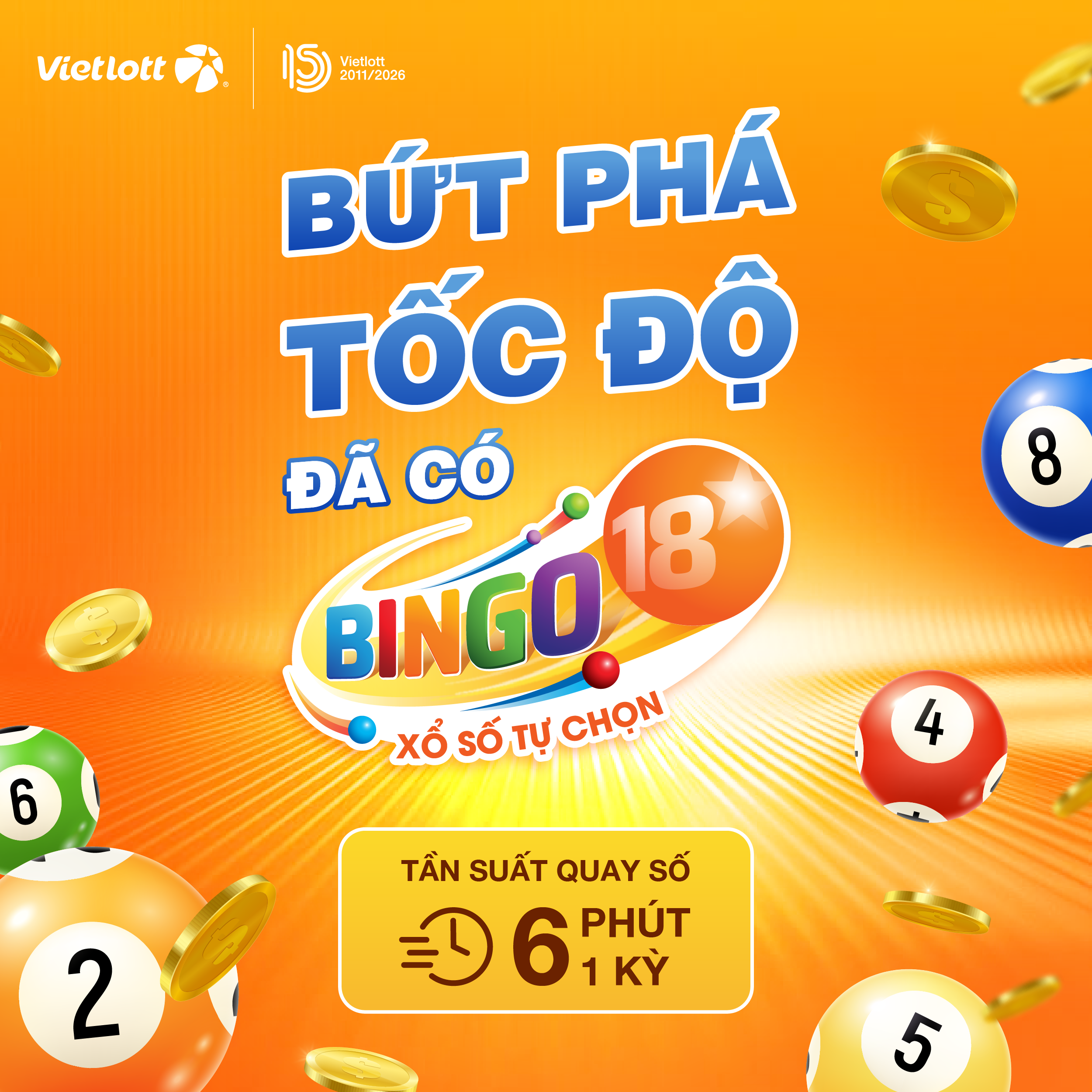 Bứt phá tốc độ cùng Bingo18: Cứ 6 phút lại có một kỳ quay!
