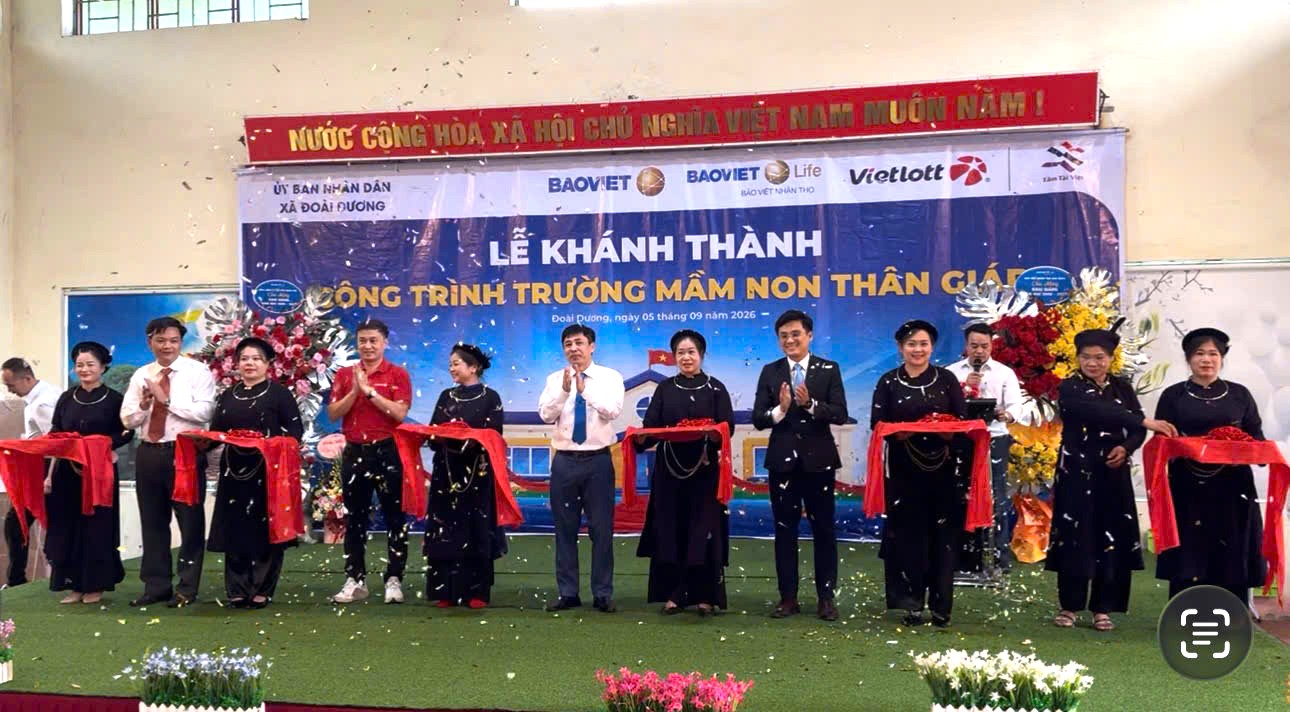VIETLOTT VÀ QUỸ TÂM TÀI VIỆT TÀI TRỢ 2 TỶ ĐỒNG XÂY DỰNG TRƯỜNG MẦM NON THÂN GIÁP, TỈNH CAO BẰNG