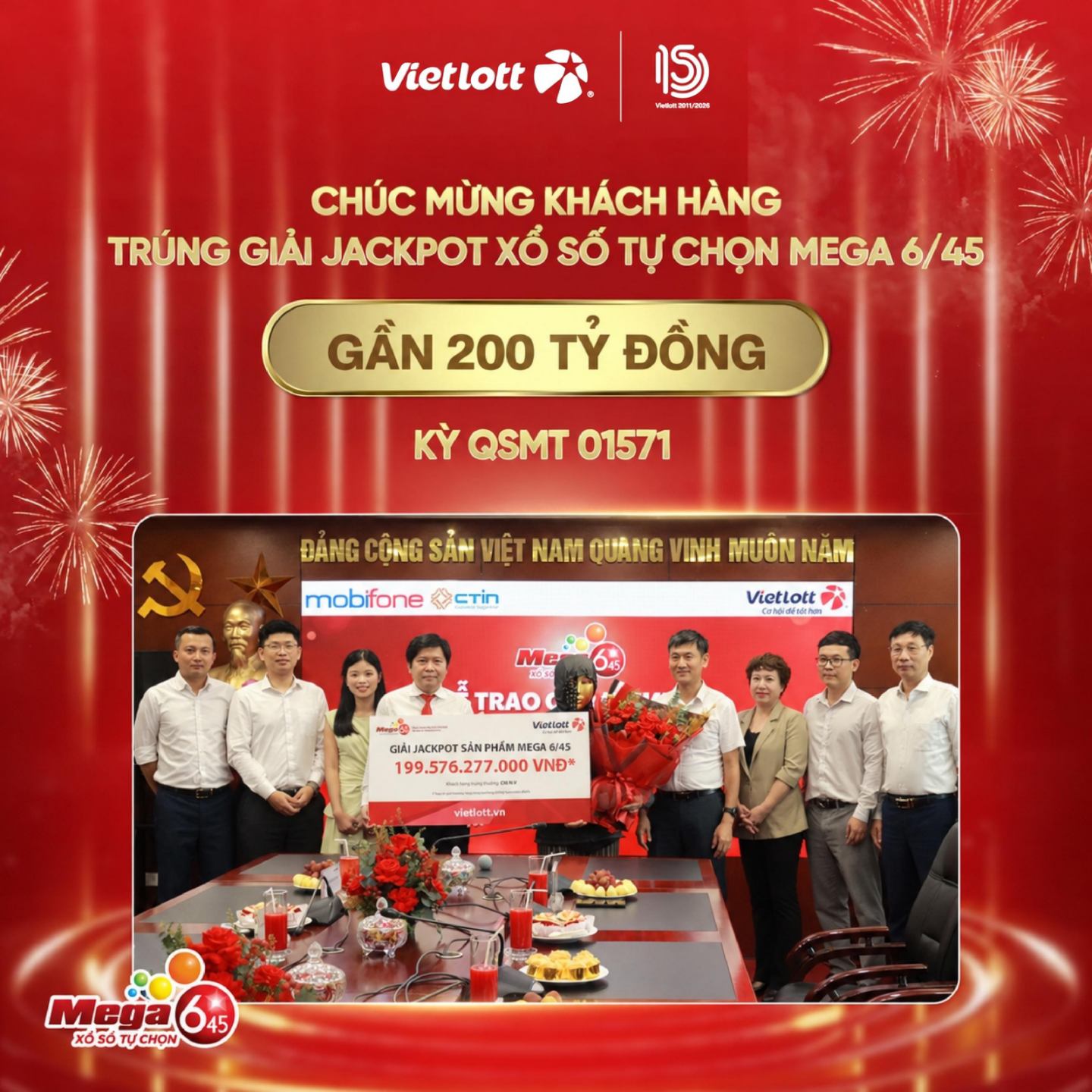 NỮ KHÁCH HÀNG TRÚNG THƯỞNG JACKPOT LỚN NHẤT CỦA XỔ SỐ TỰ CHỌN MEGA 6/45 TRAO TẶNG 5 TỶ ĐỒNG ĐỂ THỰC HIỆN CÁC HOẠT ĐỘNG AN SINH XÃ HỘI